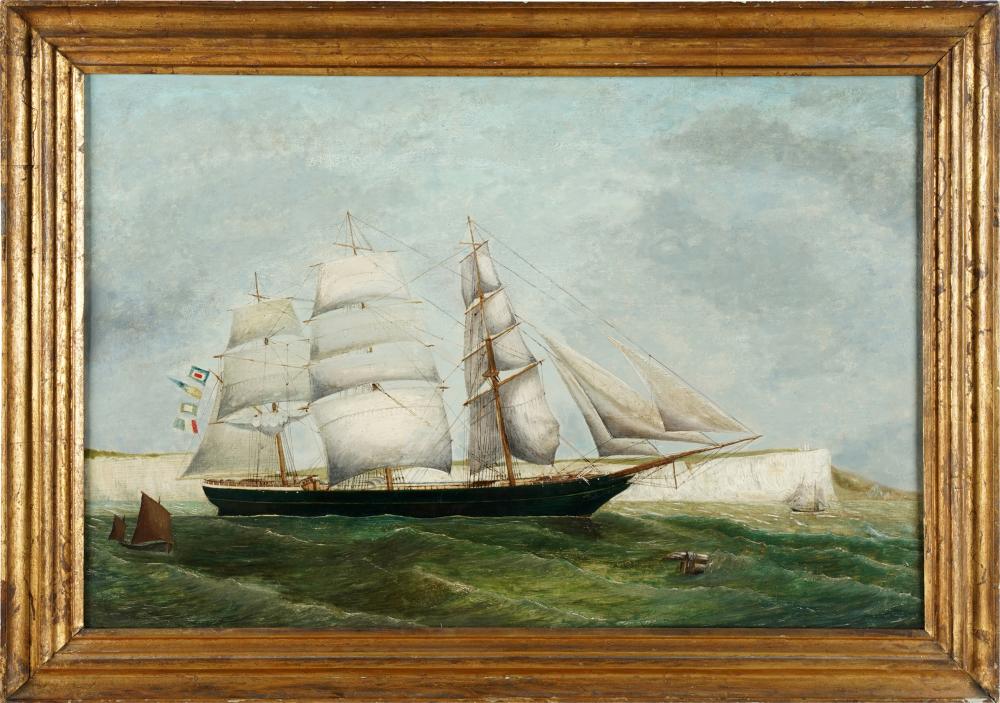 Appraisal: ENGLISH SCHOOL CLIPPER SHIP OFF THE DOVER COAST th century