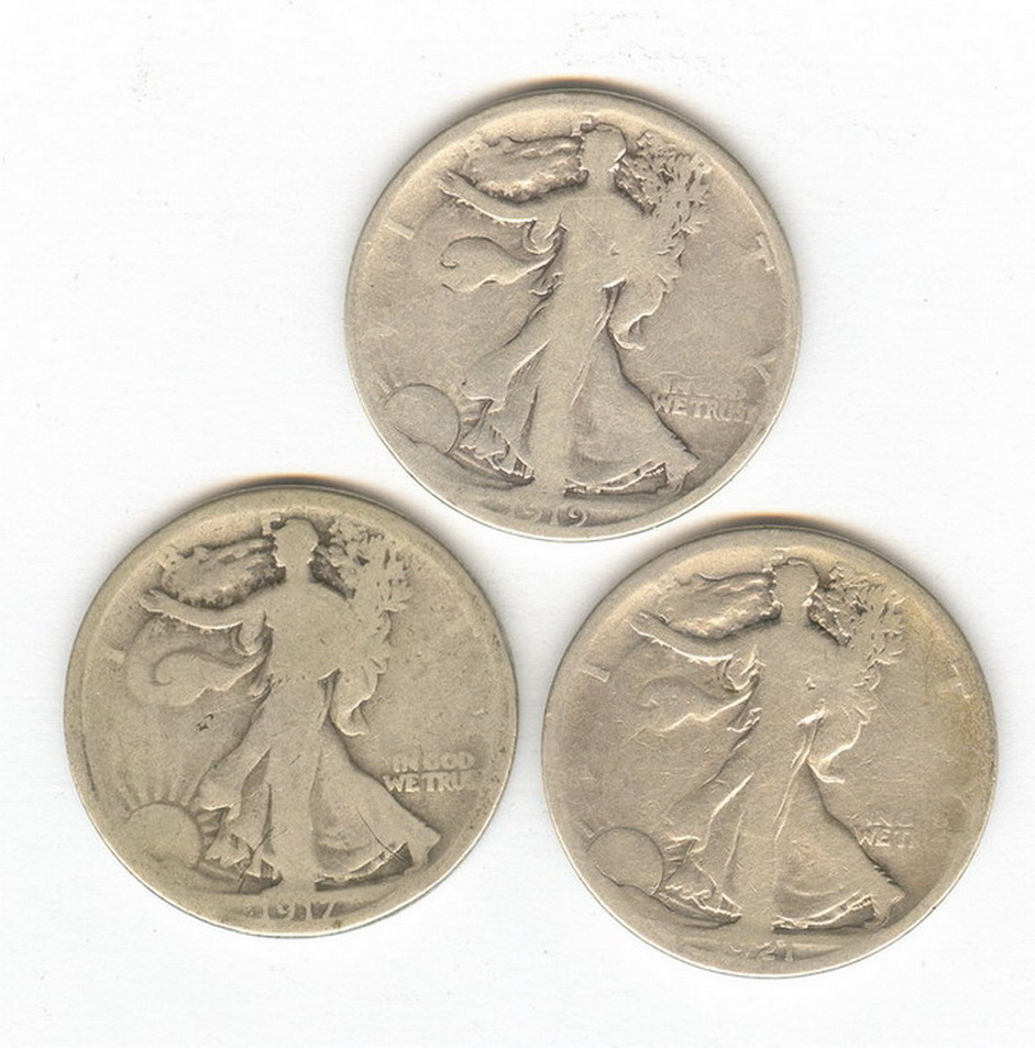 Appraisal: U S WALKING LIBERTY HALF DOLLARS -S Estate coins d