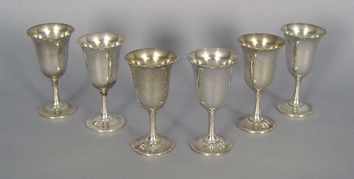 Appraisal: Set of six Cartier sterling silver goblets h approx ozt