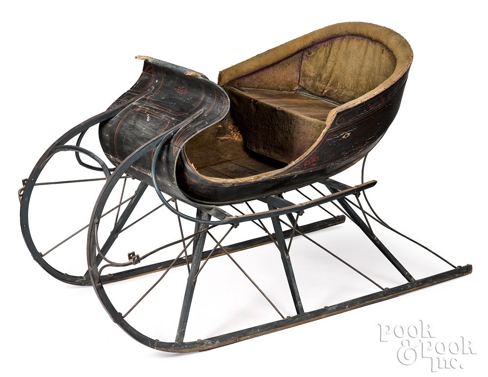 Appraisal: Victorian painted sleigh by I G Cox Bro Victorian painted