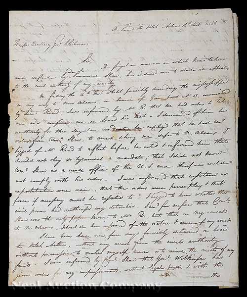 Appraisal: Autograph Letter Signed by Samuel Swartwout Burr Conspirator to Governor