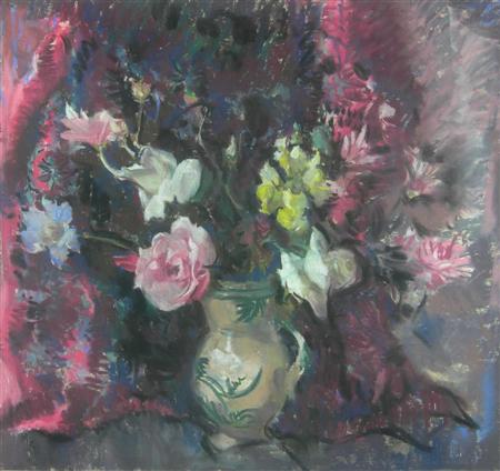 Appraisal: LENA ALEXANDER SCOTTISH - AUTUMN FLOWERS Signed pastel cm x