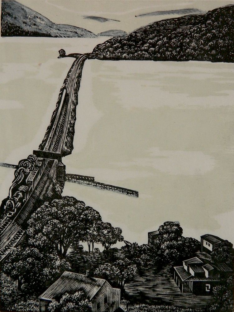 Appraisal: Louis Lozowick woodcut Louis Lozowick American - - ''Hudson Valley''