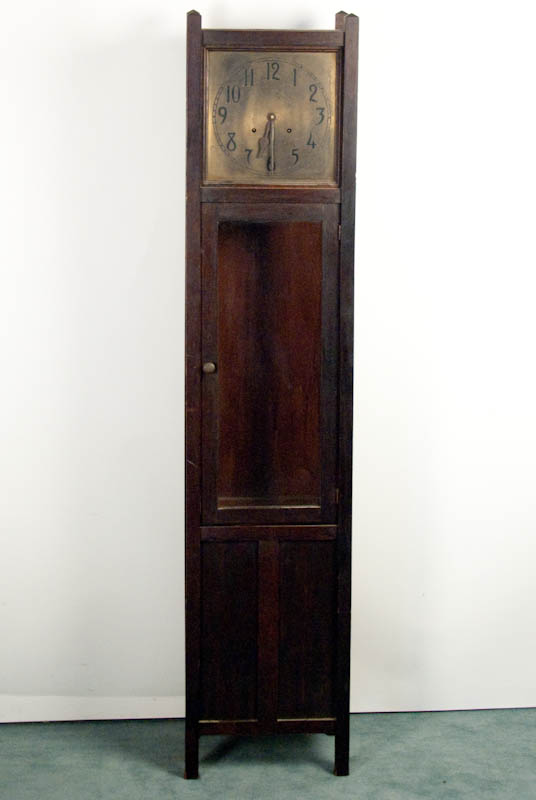 Appraisal: Oak Arts Crafts Tall Case Clock brass face over glass