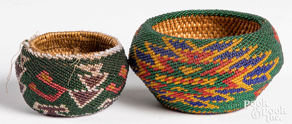 Appraisal: Two Paiute Native American Indian beaded baskets Two Paiute Indian