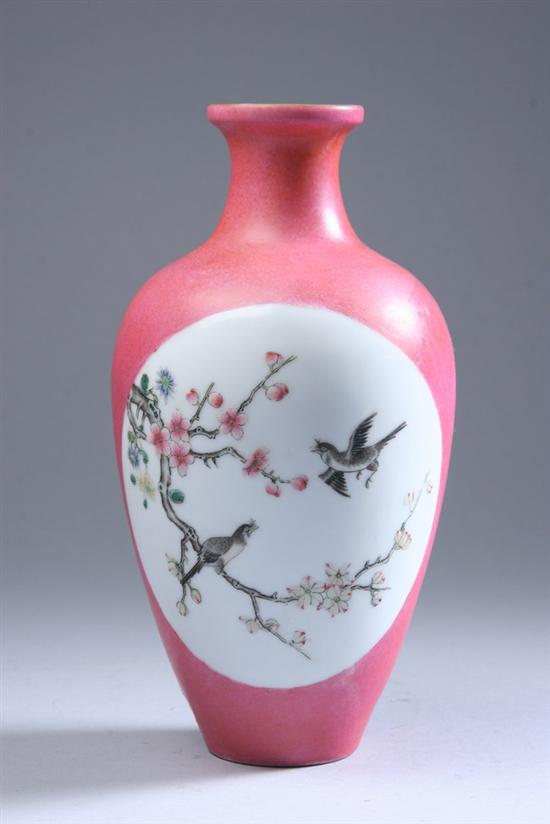 Appraisal: CHINESE FAMILLE ROSE PORCELAIN VASE Republic period Bird and floral