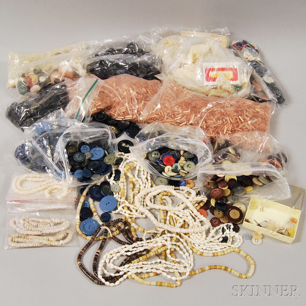 Appraisal: Large Group of Buttons and Beads the buttons mainly plastic