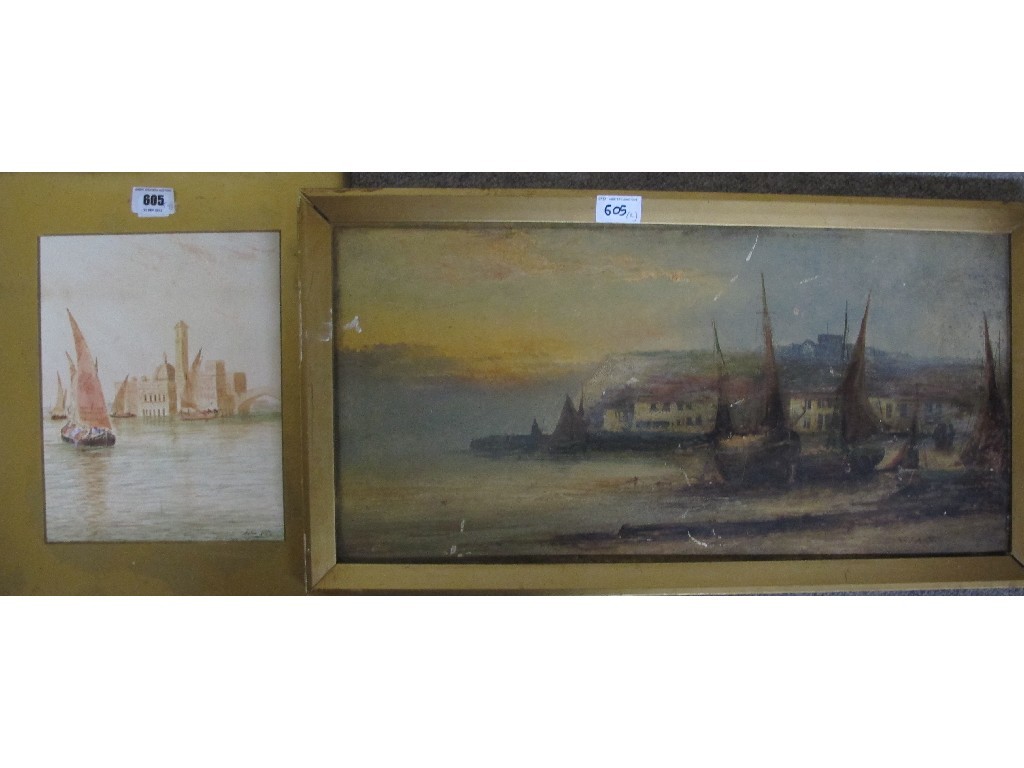 Appraisal: Lot comprising an oil on board harbour scene plus a