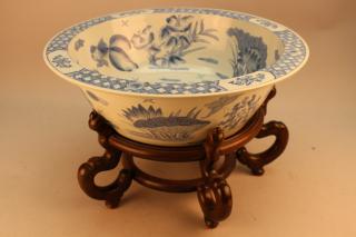 Appraisal: Maitland Smith Blue White Centerbowl on Stand Maitland Smith Blue