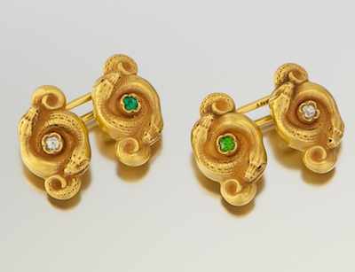 Appraisal: A Pair of Gold Serpent Cufflinks Tested k yellow gold