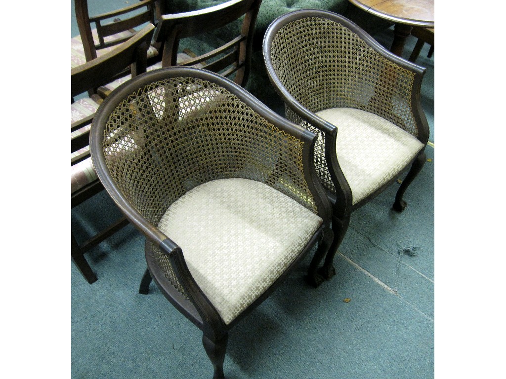 Appraisal: Pair of bergere tub chairs def