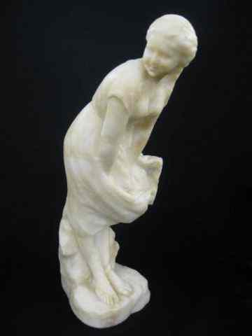 Appraisal: Carved Alabaster Statue of a Young Lady dress blowing in