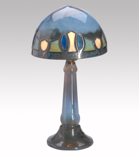 Appraisal: FULPER Boudoir lamp covered in Chinese blue flambe glaze its