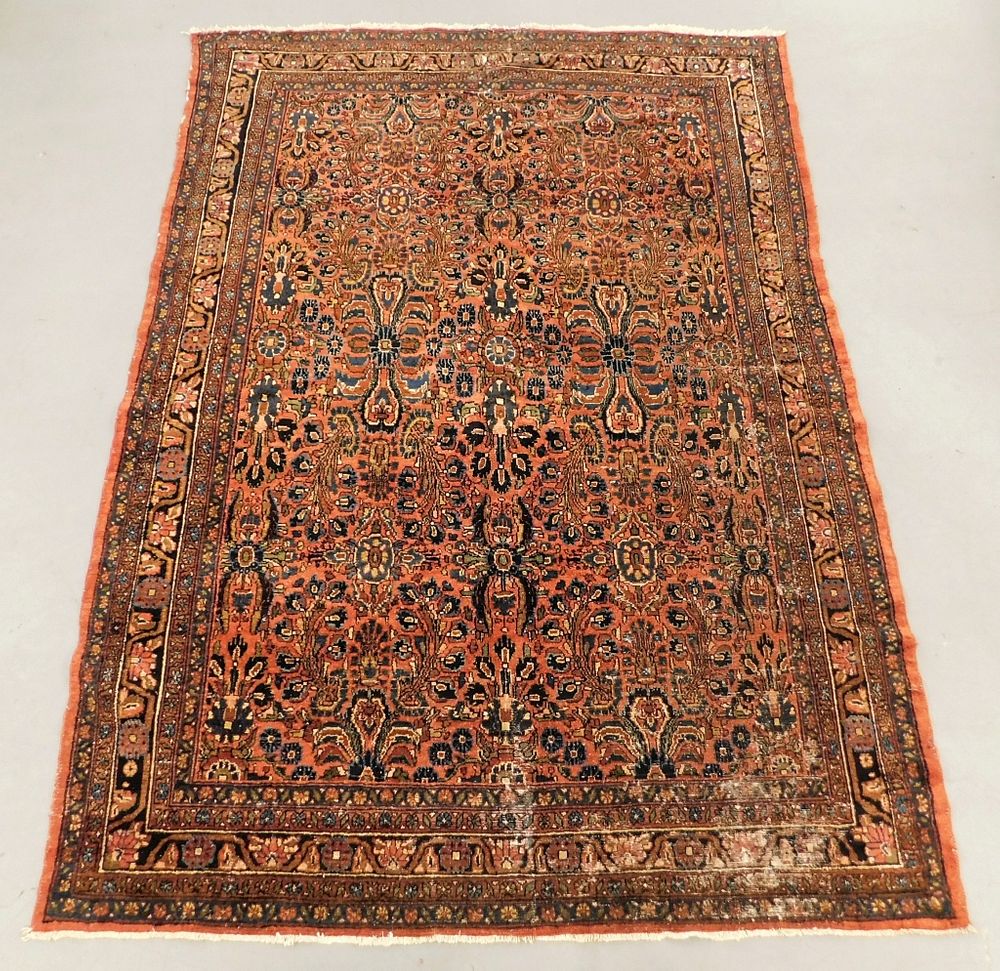 Appraisal: Persian Hamadan Botanical Rug Middle East th Century Navy blue