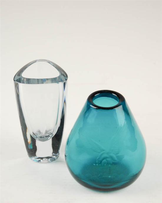 Appraisal: Two Pieces of Scandinavian Blown Glass one an ovoid blue