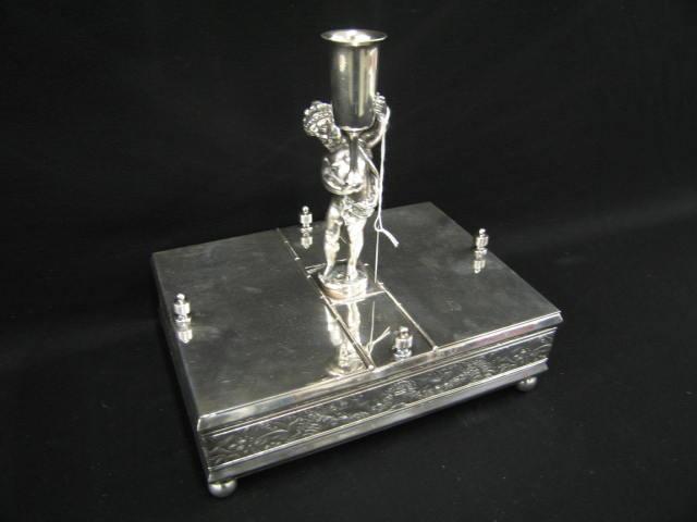 Appraisal: Meriden Victorian Silverplate figural Humidor with double compart ends and