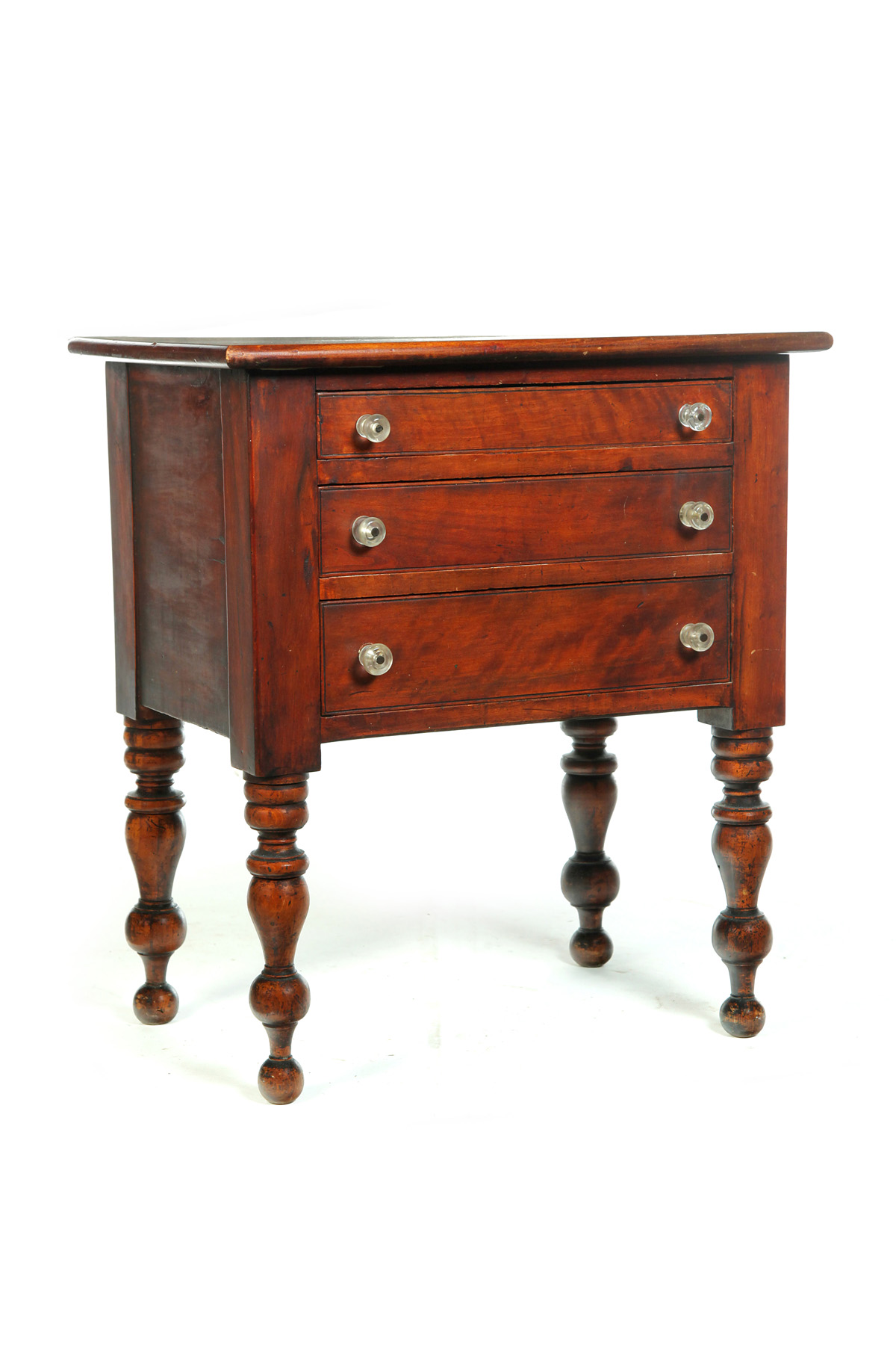 Appraisal: MIDWESTERN CLASSICAL THREE-DRAWER STAND Ca cherry and poplar Three graduated