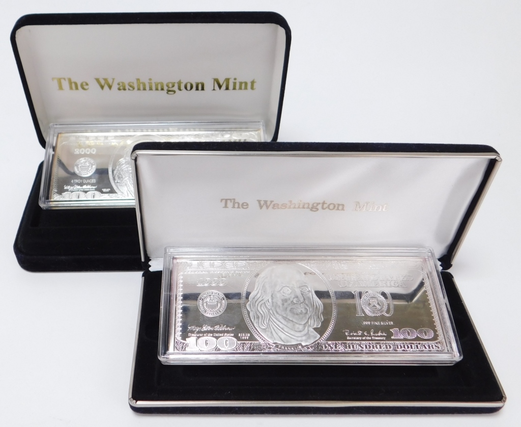 Appraisal: PC WASHINGTON MINT SILVER BILL BARS United States - Includes