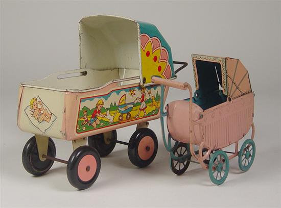 Appraisal: Two-Piece Doll Set Two-Piece doll buggy set of tin types