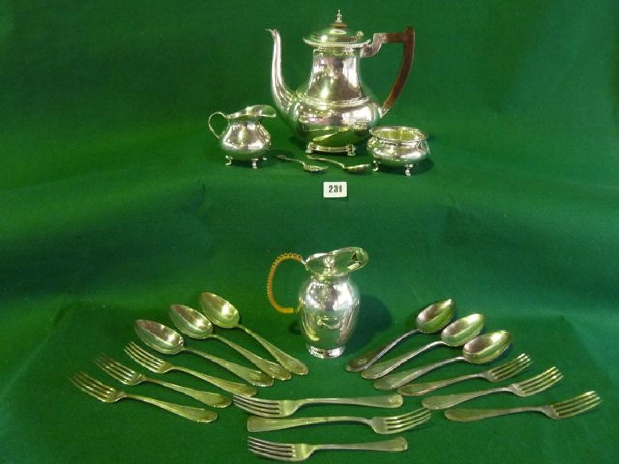 Appraisal: A large quantity of plated flatware by WMF coffee pot