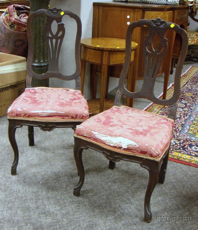 Appraisal: Pair of French Upholstered Carved Walnut Side Chairs