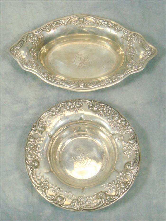 Appraisal: sterling silver repousse border candy dishes Gorham Alvin d l