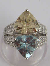 Appraisal: A white metal tests carat gold aquamarine spodumene and diamond