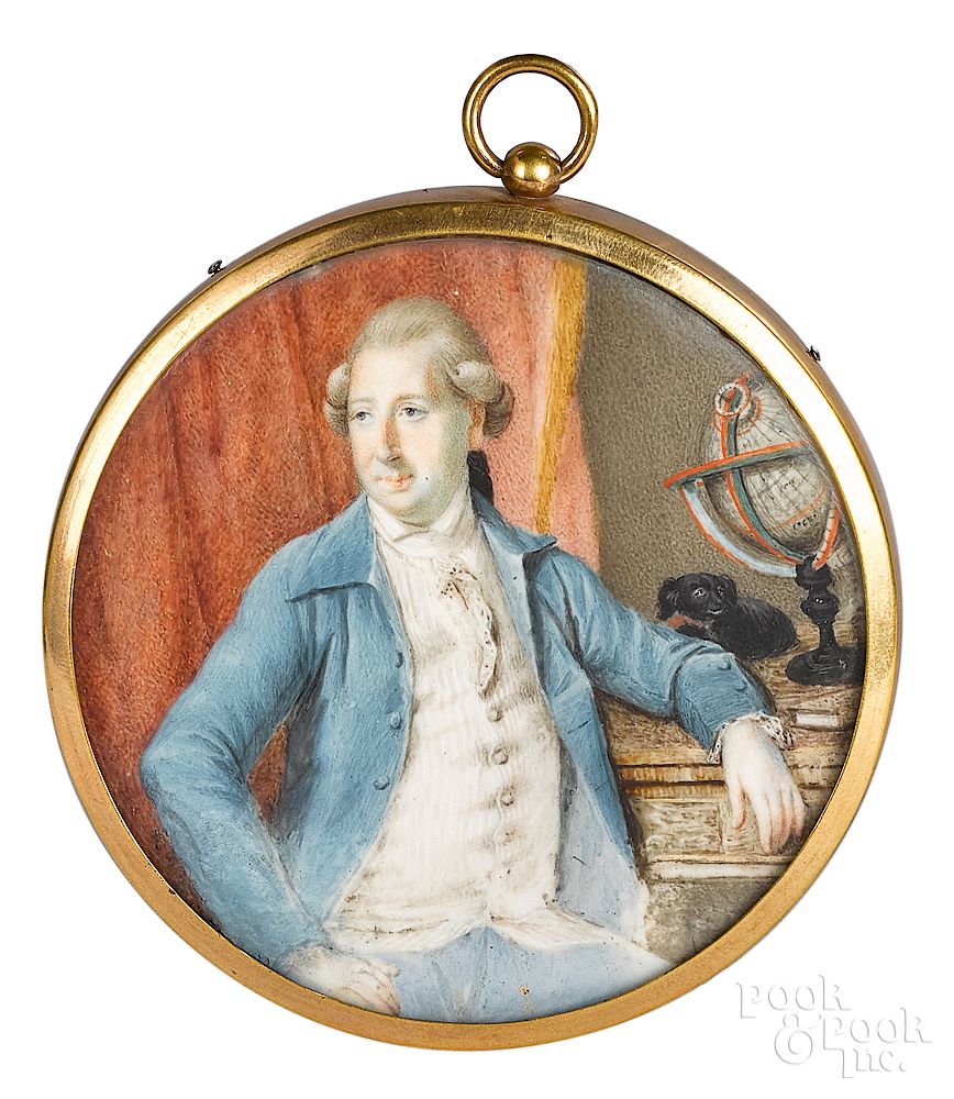 Appraisal: English miniature watercolor on ivory portrait English miniature watercolor on