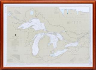 Appraisal: MODERN FRAMED GREAT LAKES NAUTICAL MAPS MODERN FRAMED GREAT LAKES