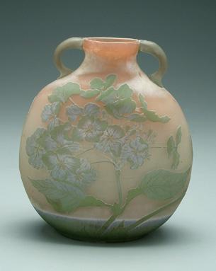 Appraisal: Galle vase flowers on pale pink green and blue ground