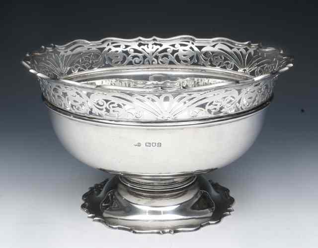 Appraisal: A LATE VICTORIAN SILVER BOWL with a shaped and pierced