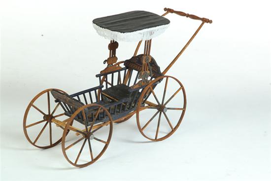 Appraisal: VICTORIAN DOLL CARRIAGE American th century Original natural and black