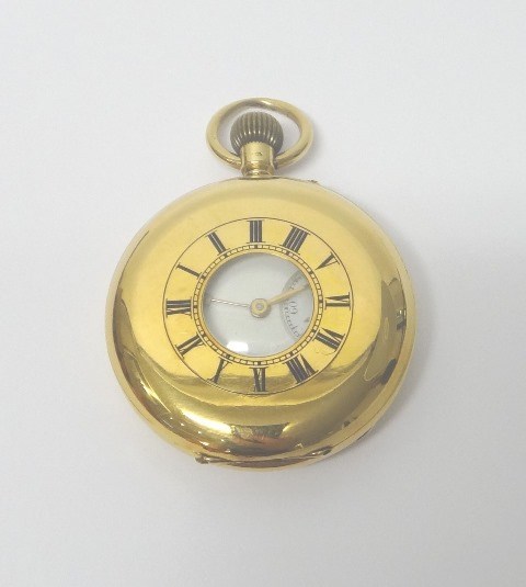 Appraisal: A gentleman's ct gold cased keyless wind half hunting cased