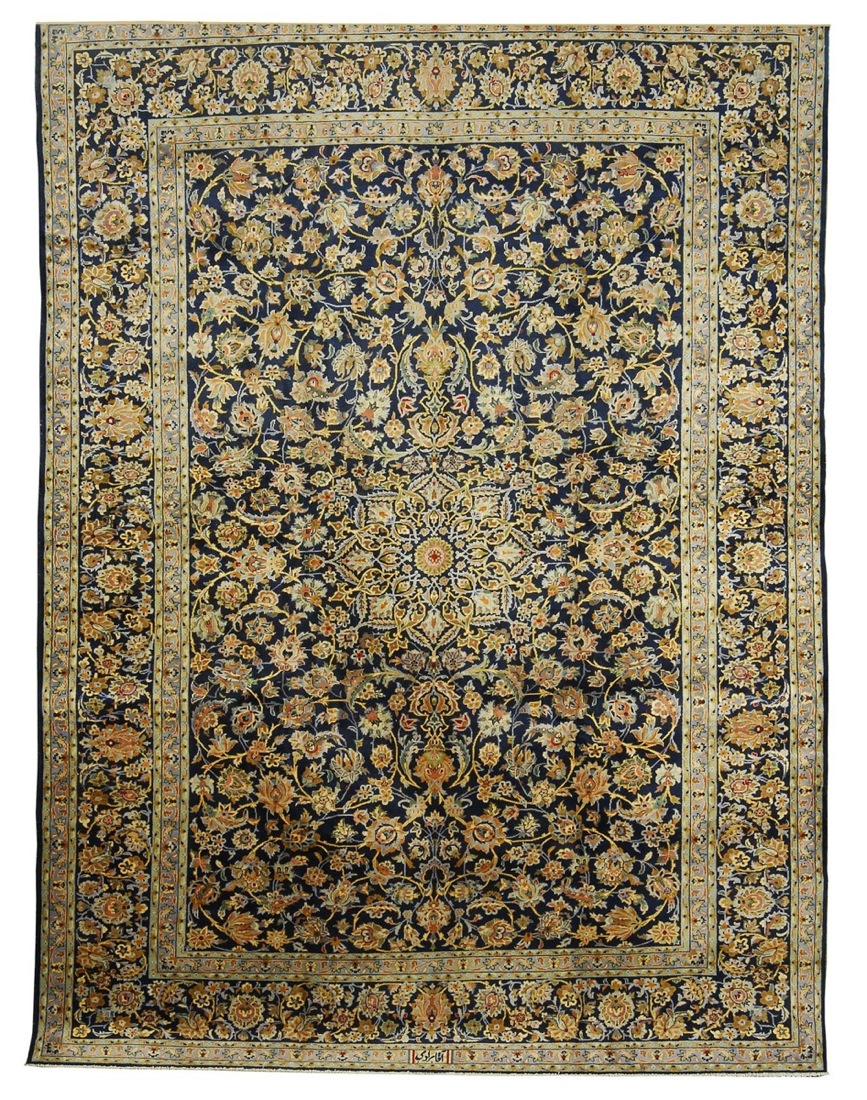 Appraisal: ORIENTAL RUG KESHAN ' x ' Arabesque central medallion on