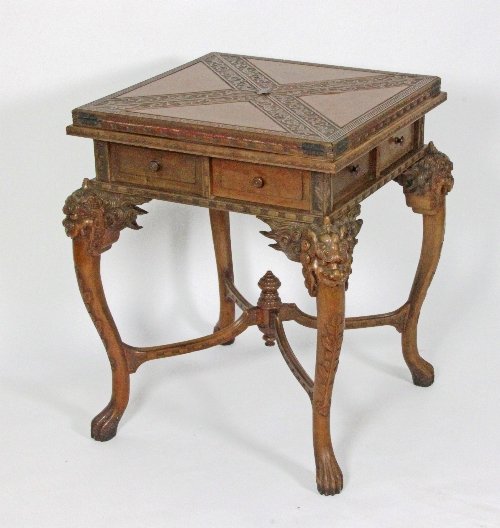 Appraisal: A Chinese hardwood envelope card table circa the square top