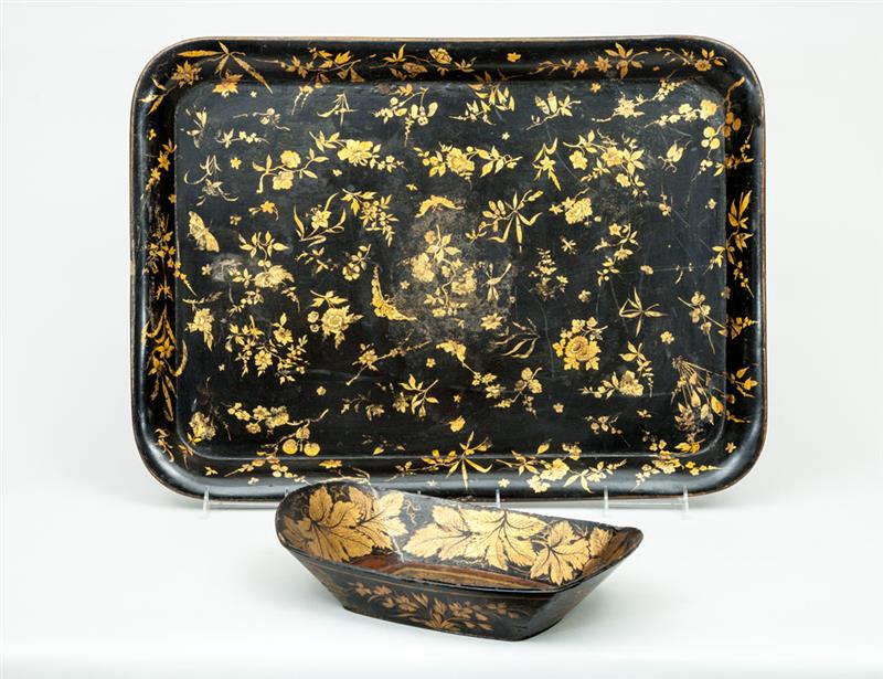 Appraisal: Victorian Black Lacquer Papier M ch Tray and a Bread