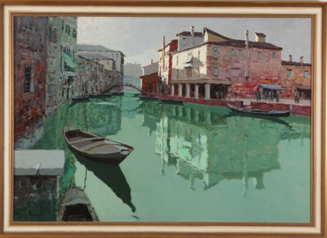 Appraisal: Venice canal oil on canvas x SLL Marino Artist th