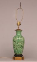 Appraisal: A Porcelain Table Lamp th Century A striking vivid green