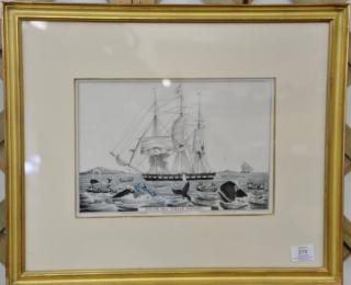 Appraisal: Pair of Nathaniel Currier hand colored lithographs including South Sea