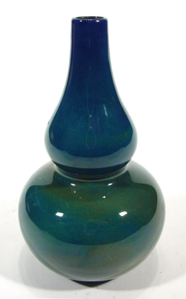 Appraisal: Royal Doulton blue glazed double gourd vase factory marks to