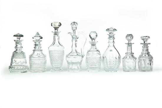 Appraisal: EIGHT DECANTERS American or European th century Clear cut glass