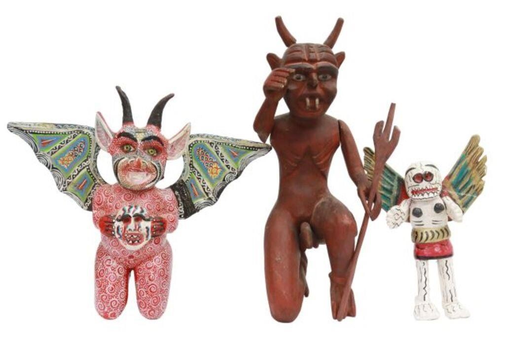 Appraisal: lot of Carved and painted folk art figural sculptures Mexico