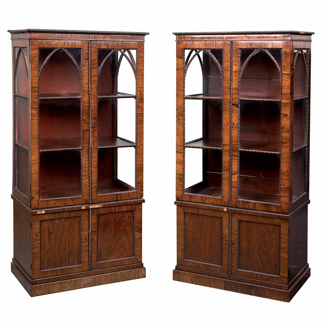 Appraisal: Pair of Late Regency Rosewood Diminutive Bookcases Circa Each with