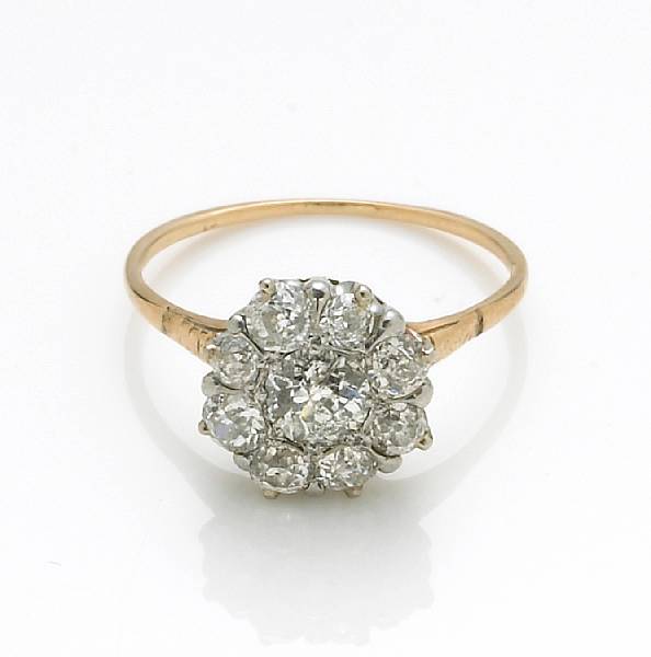 Appraisal: A diamond and k bicolor gold ring estimated total diamond