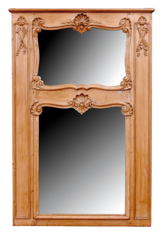 Appraisal: French carved pine overmantel mirror th century rectangular pegged frame