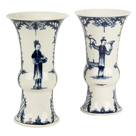 Appraisal: Pair of Worcester Blue and White Porcelain Vases Estimate -