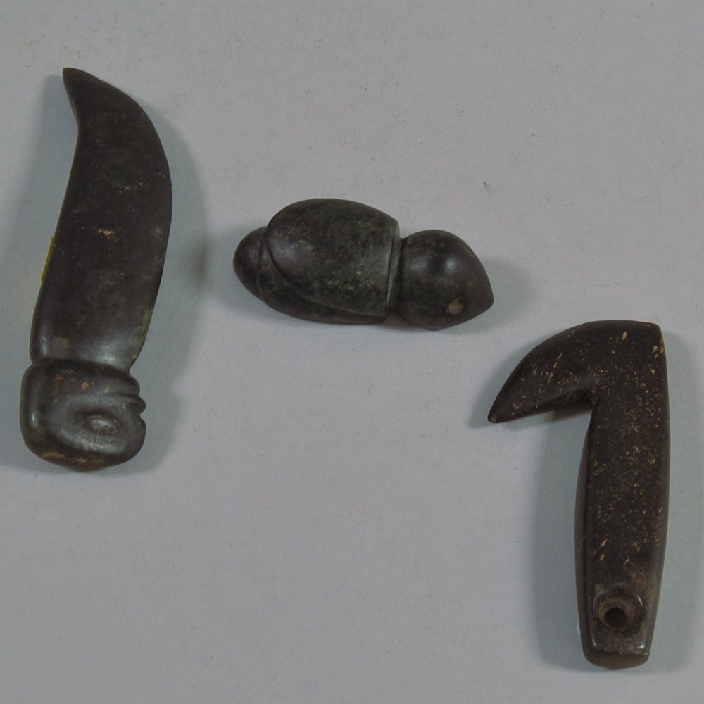 Appraisal: Three Narino-style Stone Carvings a knife an insect and a