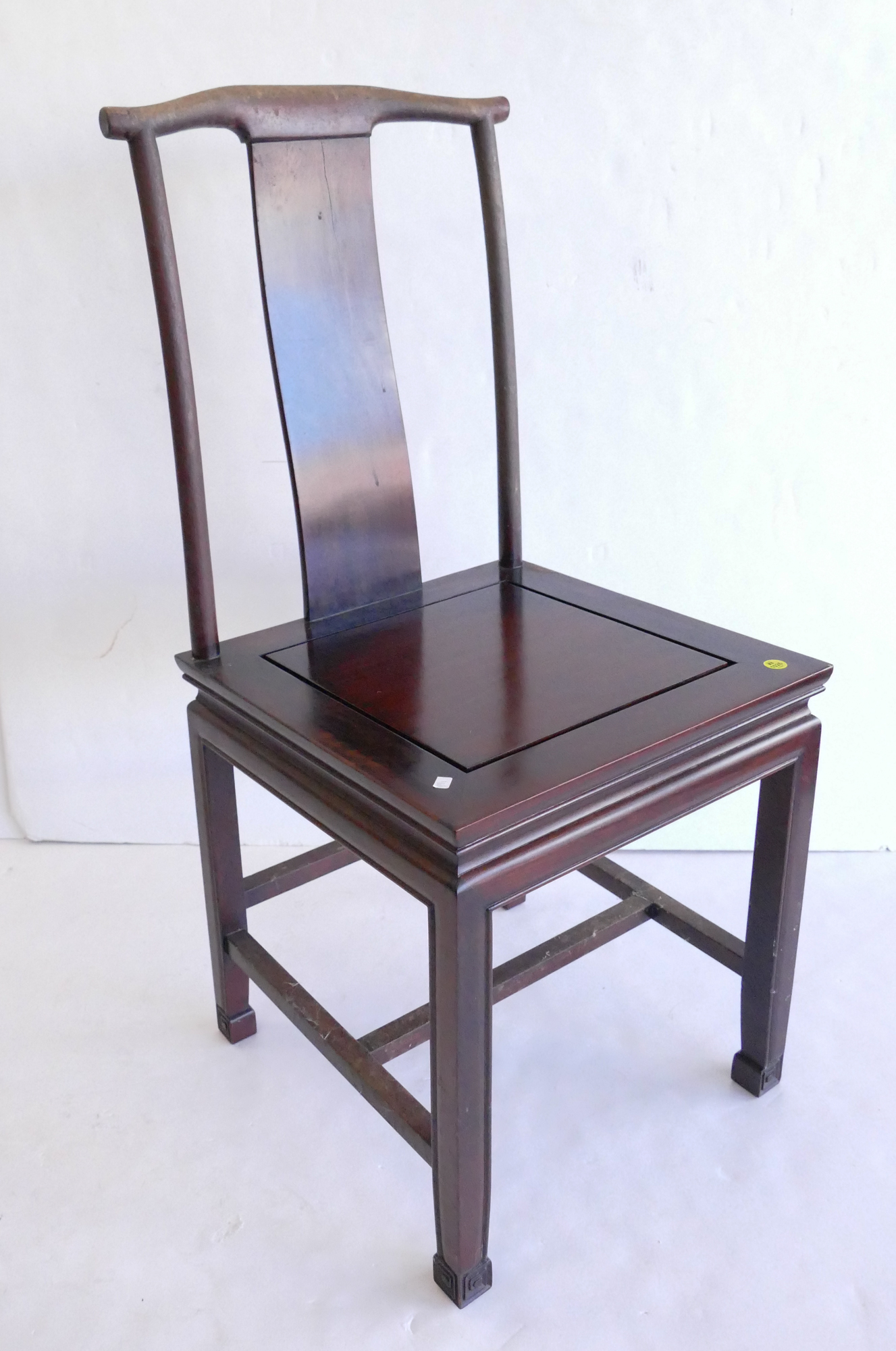 Appraisal: Old Chinese Rosewood Yoke Back Side Chair- x x ''