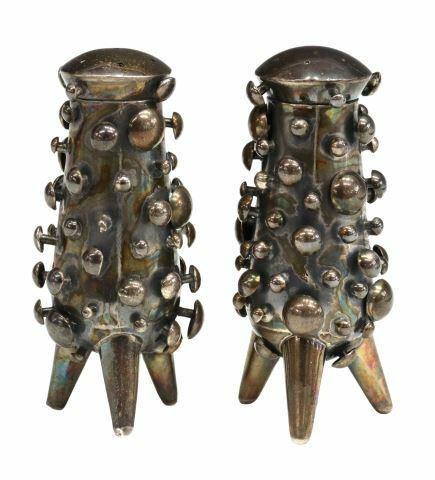 Appraisal: pair Modernist sterling silver salt and pepper shakers Salvador Teran