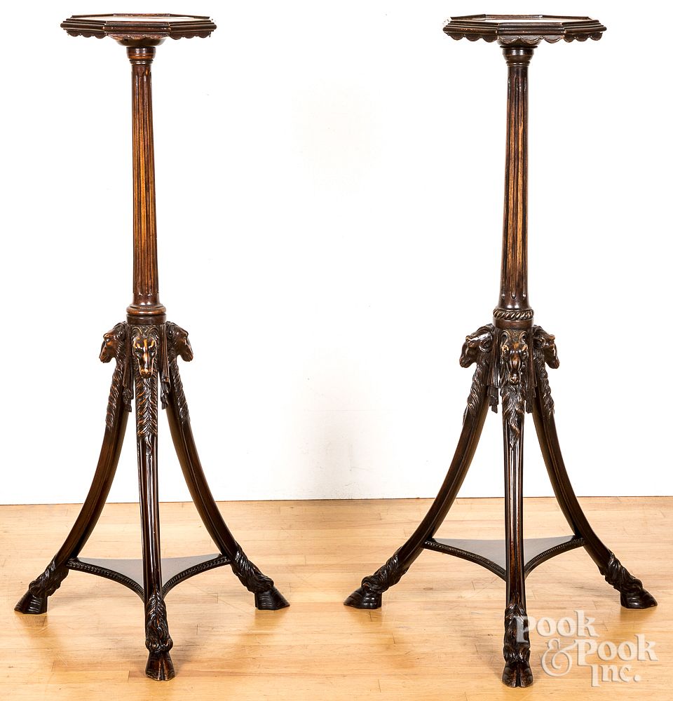 Appraisal: Pair of mahogany ferniers Pair of mahogany ferniers h w